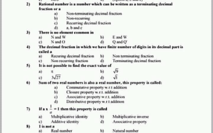 First Year Math Important Definitions