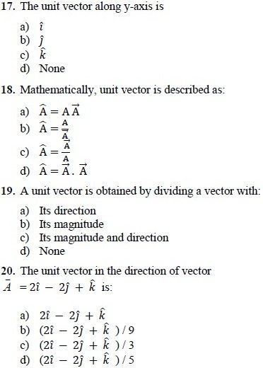 MCQs of Physics 1st year chapter 2