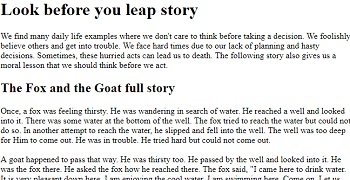 Look before you leap English moral story
