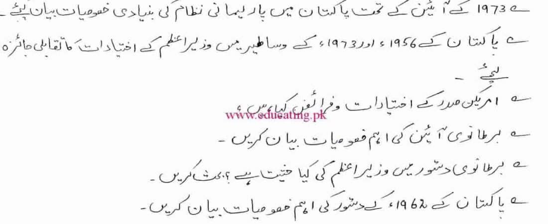 BA part 2 political science (Siasiat) guess paper 2025