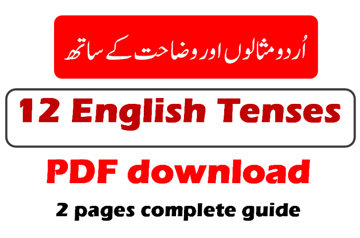 12 English tenses pdf in Urdu sheet download