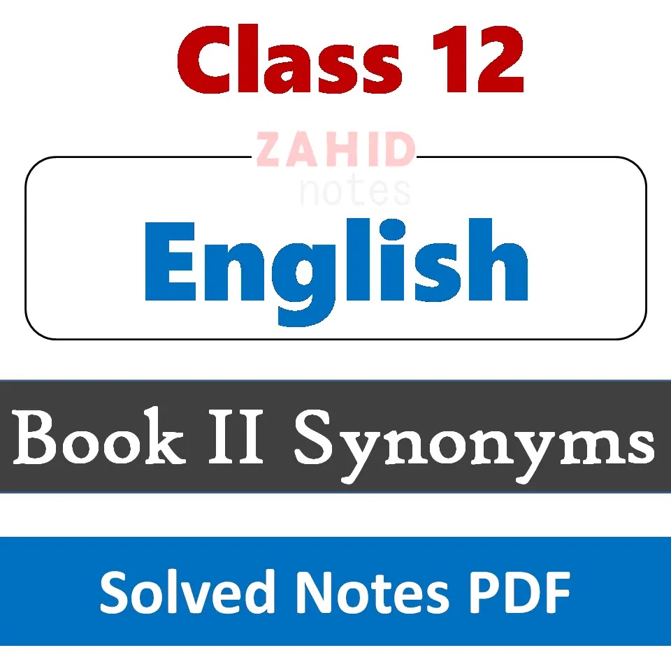 2nd year English Book 2 synonyms MCQs Solved