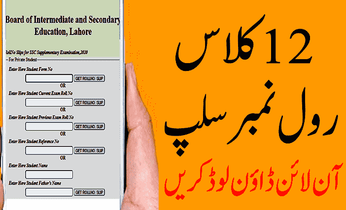 2nd year roll number slip 2023 online download punjab boards