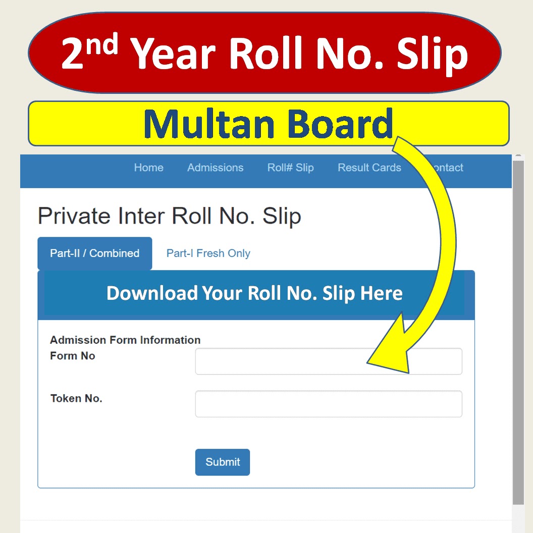 2nd year Roll Number slip 2022 Multan Board download
