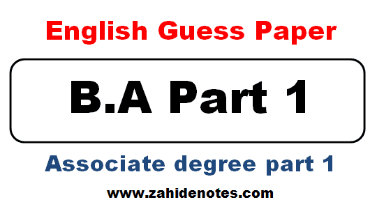 BA Part 1 English Guess paper 2025
