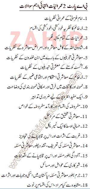 BA part 2 sociology the most important questions for 2025