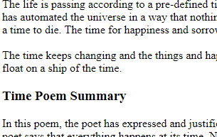 Summary and Theme of Poem Times
