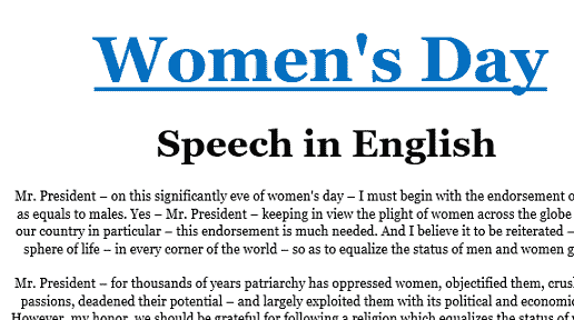 Women’s Day speech in English for College celebration